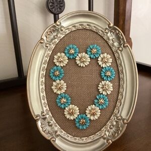 Unique vintage jewelry heart in frame